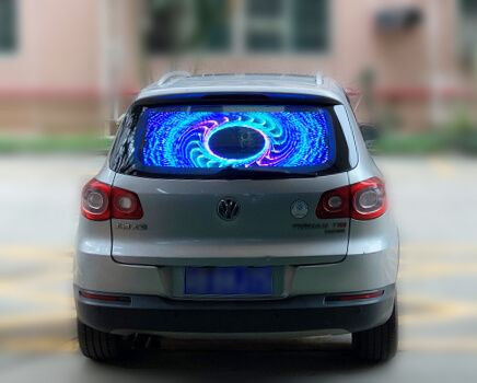 شاشة LED للنافذة الخلفية للسيارة شفافة 9-36 فولت مدخل لاسلكي قابل للبرمجة