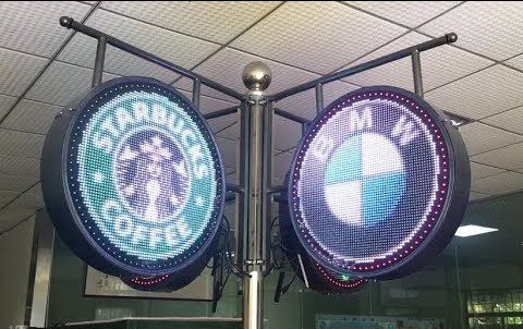 لافتات متجر LED دائرية خارجية ، لافتة شعار متجر جانبي P4RGB